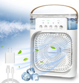 Portable Evaporative Air Cooler Fan with Humidifier, USB Rechargeable Mini Air Conditioner, Multi-Speed Cooling Fan with LED Indicators & Carry Handle