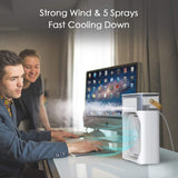 Portable Evaporative Air Cooler Fan with Humidifier, USB Rechargeable Mini Air Conditioner, Multi-Speed Cooling Fan with LED Indicators & Carry Handle